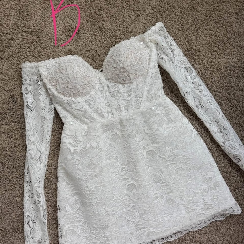 Elegant White Rosie Etienne Lace Off-Shoulder Dress